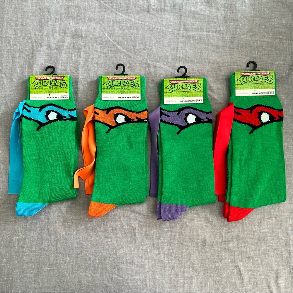 TMNT Ninja Turtles Bandana Adult Unisex Crew Socks Complete Set NWT